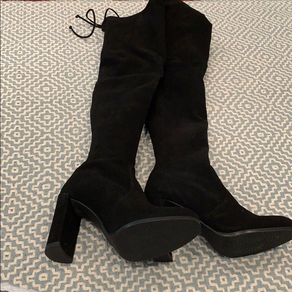 Stuart Weitzman Black Leather Over the Knee Boots